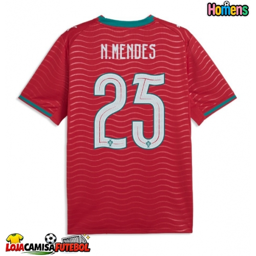 Camisa de Futebol Portugal Nuno Mendes #25 Equipamento Principal Mundo 2026 Manga Curta